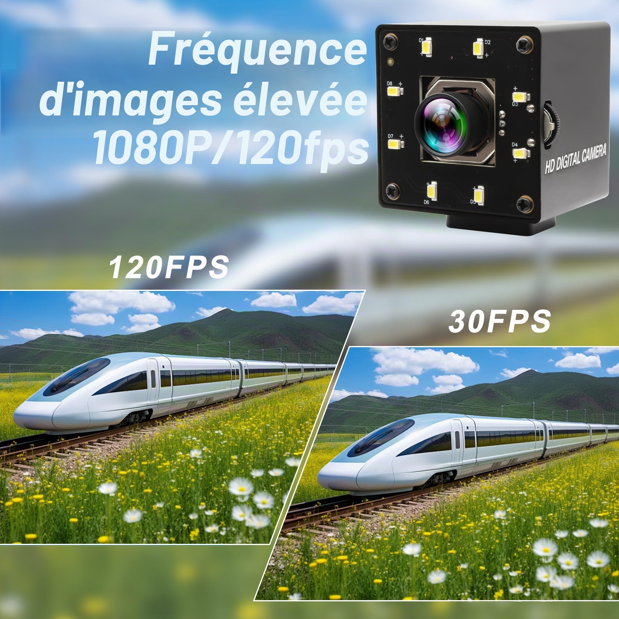 ELP 120fps Caméra USB 4K Webcam USB autofocus 12 MP avec Objectif de Vision Nocturne Couleur à 100 degrés Caméra Lightburn Compatible UVC Plug and Play pour Windows Linux Mac OS Jetson Nano PC Camera