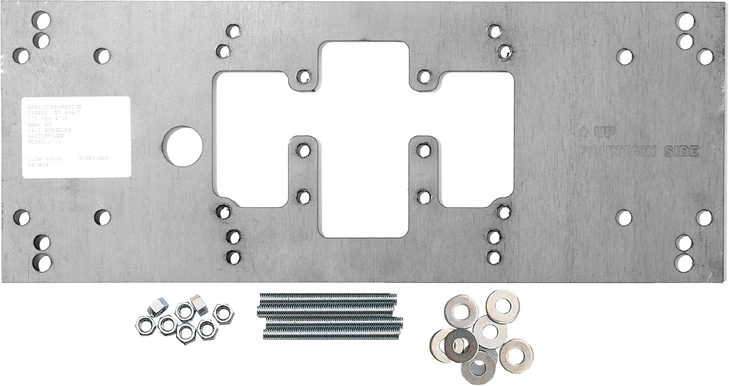 Haws 6700 Steel in-Wall Universal Mounting Plate, 18" Width x 7" Height x 3/16" Thick, for Haws 1000 and 1100 Series Fountains