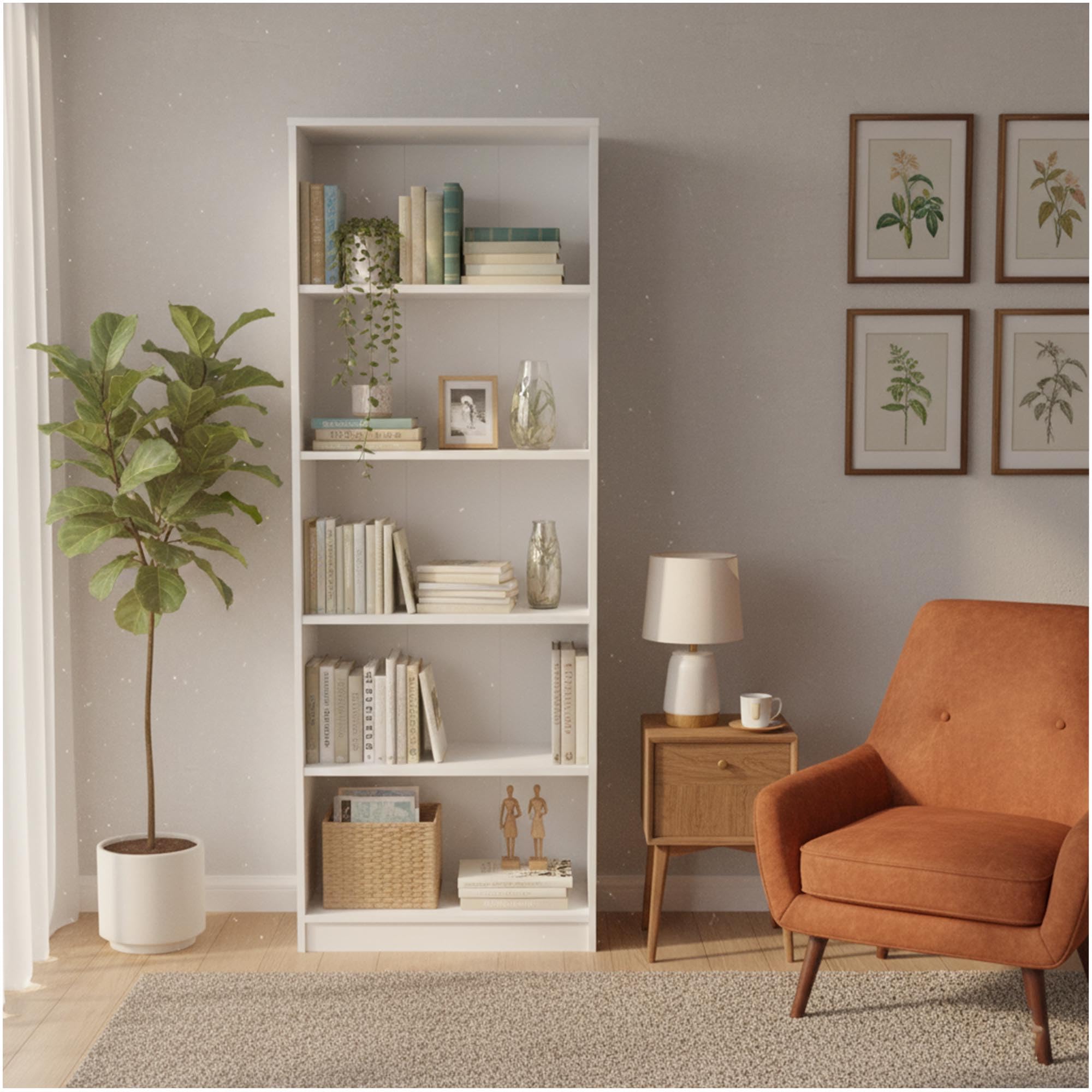 CDF Bibliothèque Ouverte Meuble à Case de Rangement avec Compartiments Colonne pour Bureau Salle à Manger Home Office Salon Livres Dossiers Décoration Chambre Modern Vertical - Blanc 60 cm
