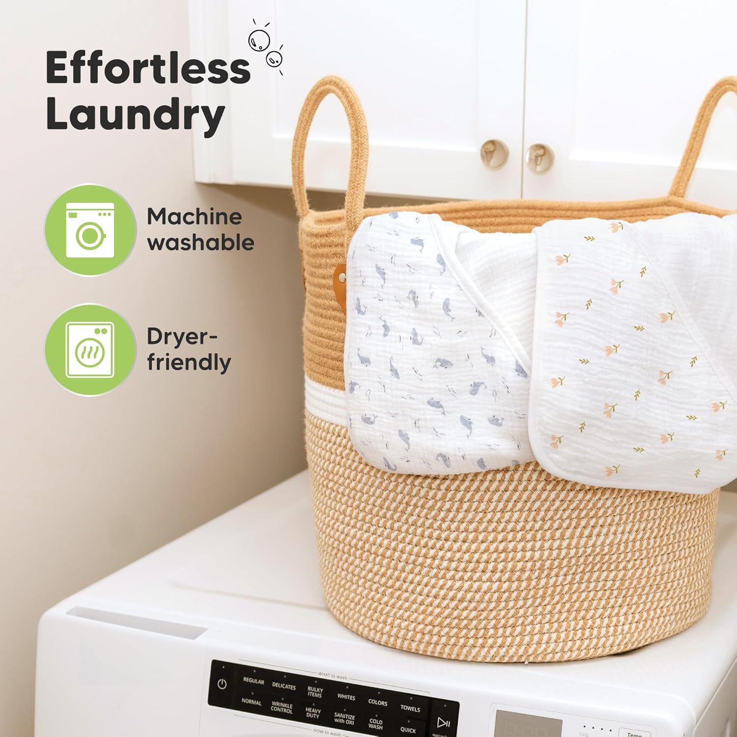 KeaBabies Muslin Baby Bath Towels with Hood for Girls, Boys -Large Organic Cotton Hooded Baby Towels for Newborns,Toddlers,Infant,Kids,Soft Absorbent Newborn Bath Essentials Gift Set(Tulips, Regular) - Image 6