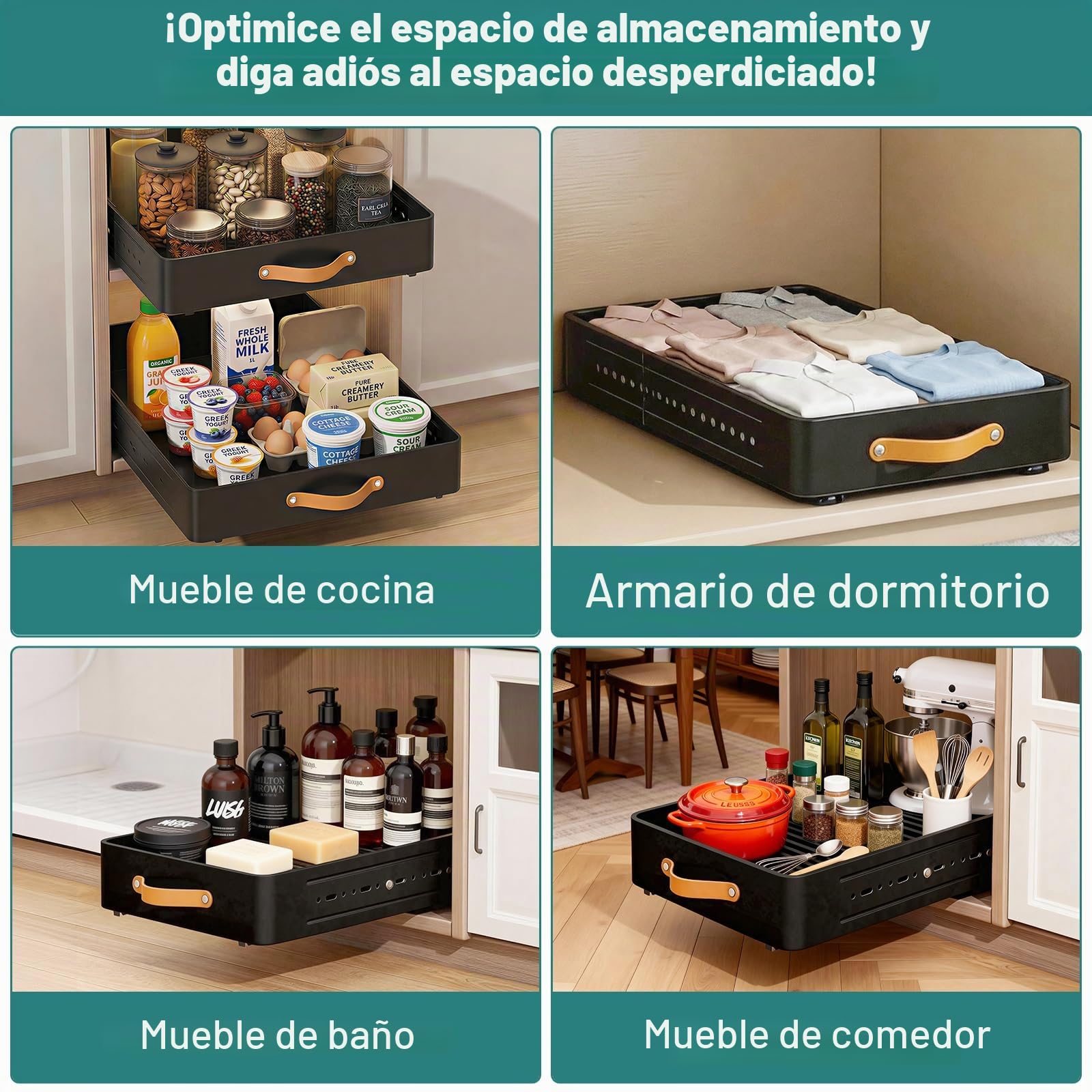 Bandeja telescópica profundidad ajustable 41-60cm x ancho 25cm x alto 7,8cm