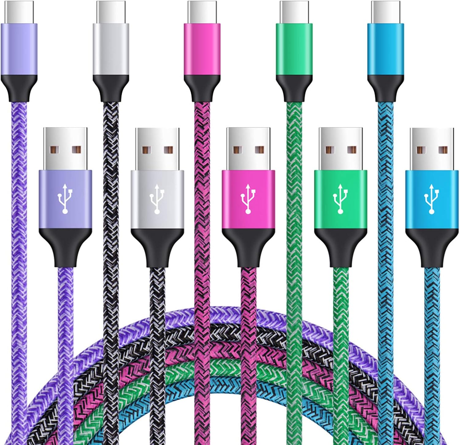 Type C Charger Fast Charging USB C Cable Samsung Fast Charger Type C Android Cords 6FT 5Pack for Samsung S23 S23+ S23 Ultra S22 S21 S20 FE Note 20 S10 S9 A14 A53 A13 A02S A12 A32 A42 A52 A11 A51 A71