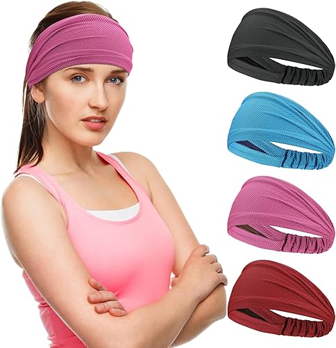 Sukeen Diademas de entrenamiento refrescantes para mujeres y hombres, banda ancha elástica antideslizante que absorbe la humedad, bandas deportivas