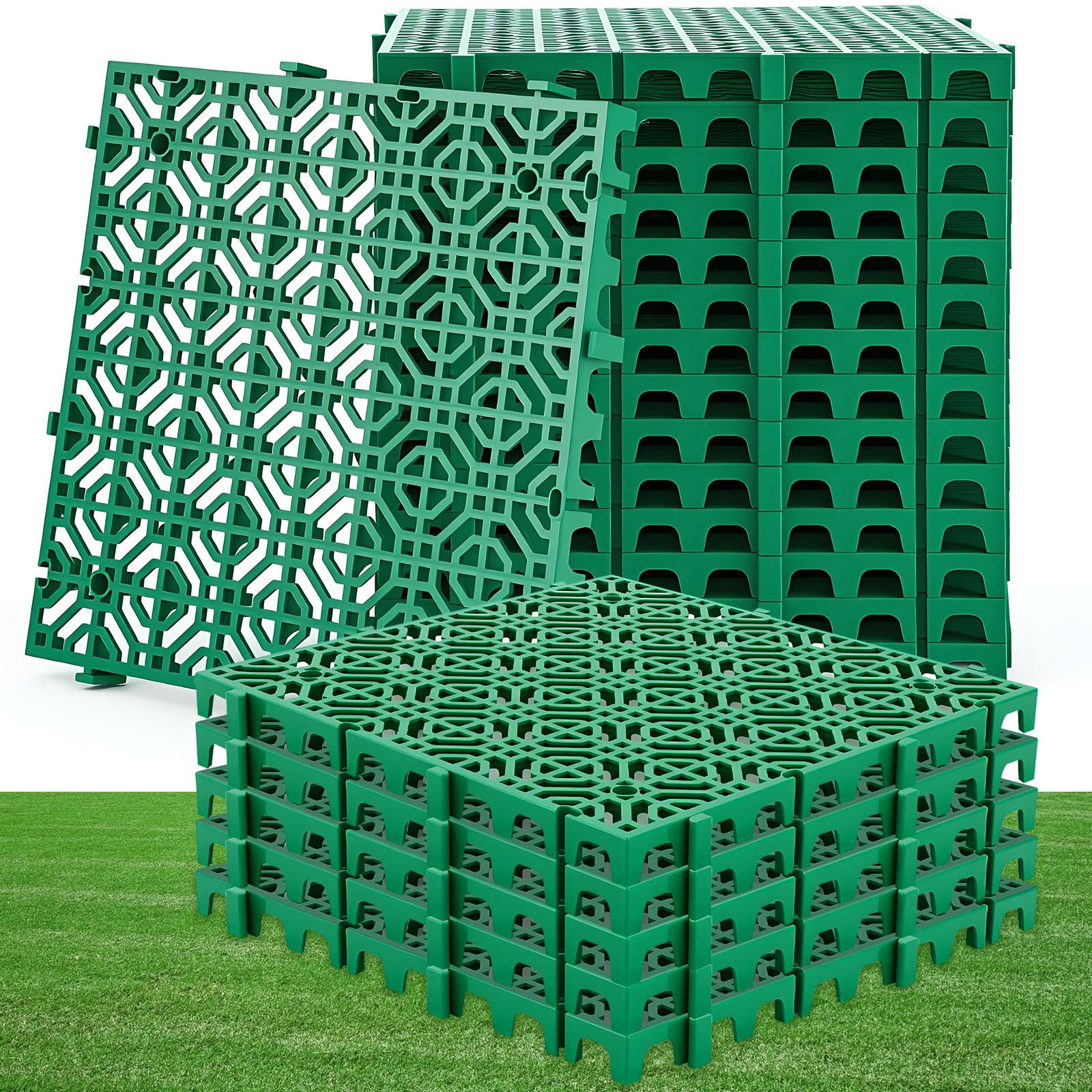 20 Pcs Ground Protection Mats, Green Interlocking 15.7 x 15.7 in