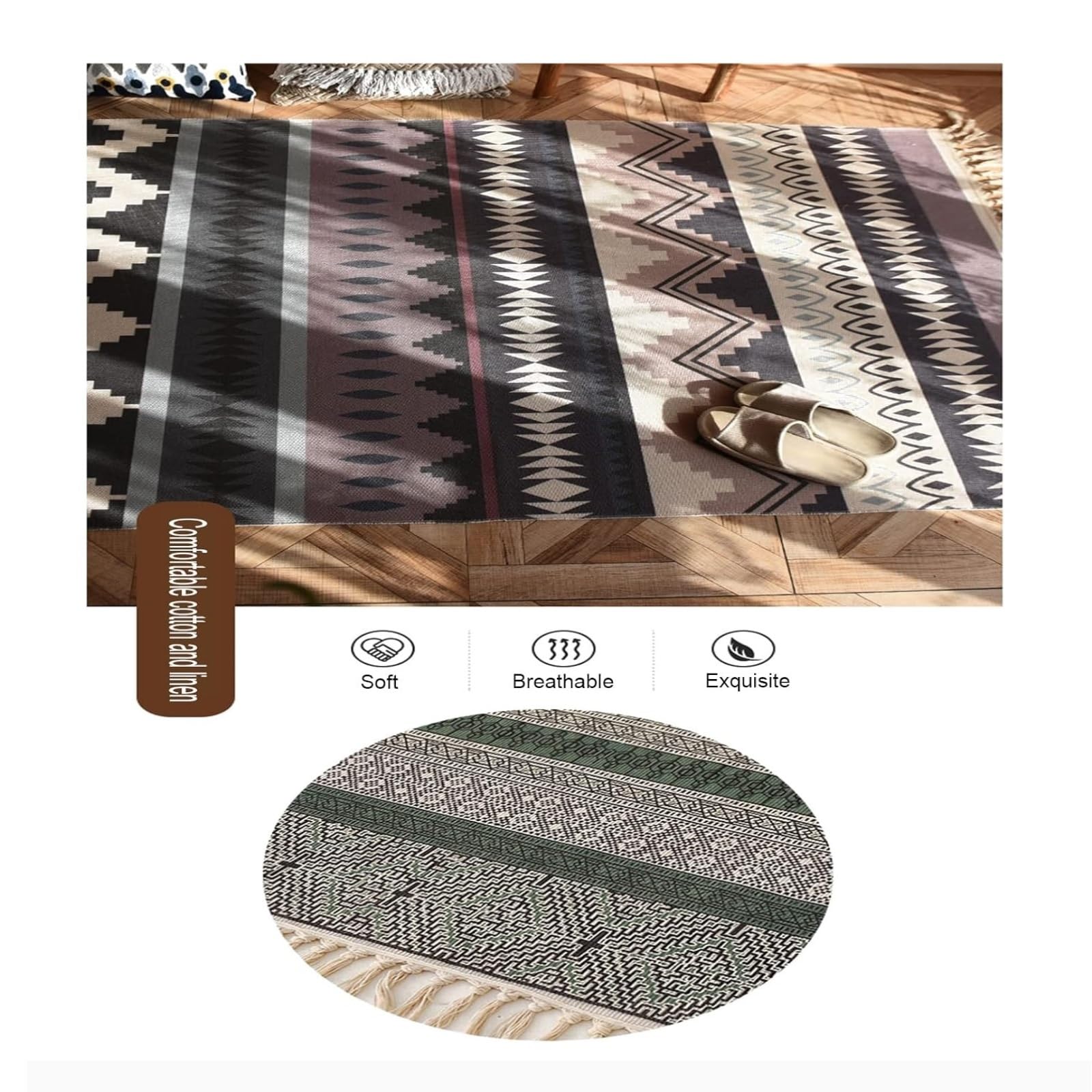 Tappeto da bagno in cotone con nappe, tappeto da ingresso per interni e protezione del pavimento
