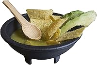 Vista 5 de Paquete de 6 cuencos de salsa con chips de salsa y bocadillos, con cucharas de madera, cuencos de salsa, cuencos de salsa, papas fritas de molcajete