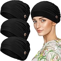 Vista 16 de Geyoga 3 Piezas Gorras Bouffant con Botones Unisex Banda Elástica para la Cabeza Turbante con Botones para Mujeres