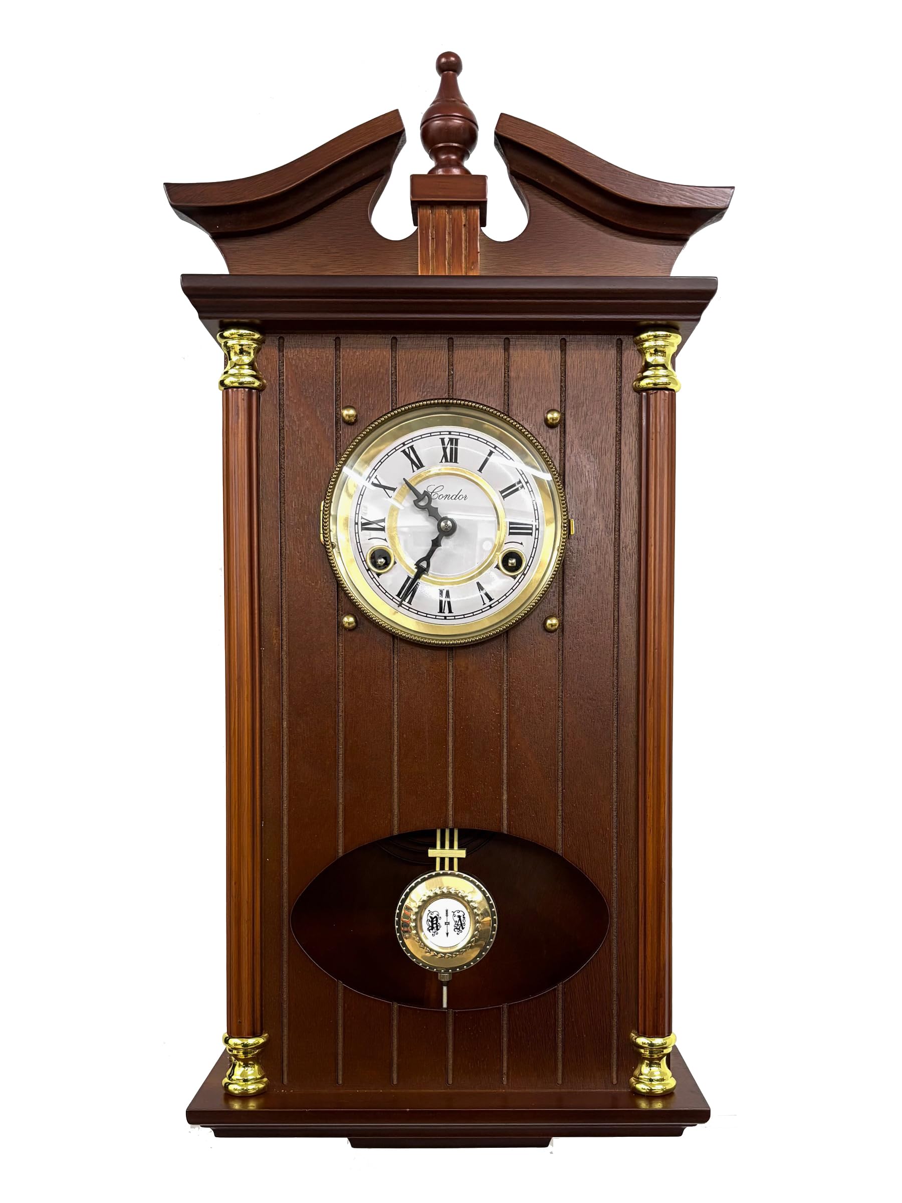 Reloj de Pared de péndulo 60x29x10cm, Reloj mecánico 31 dias, Suena Las Medias y Las Enteras, Espectacular, con Mueble, Sonido Gong