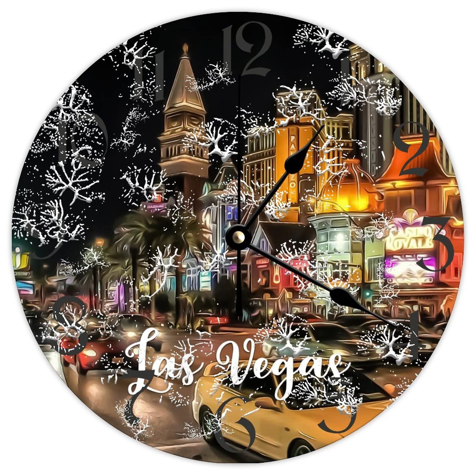 Horloge murale ronde en bois Las Vegas de 38 cm style rustique et classique