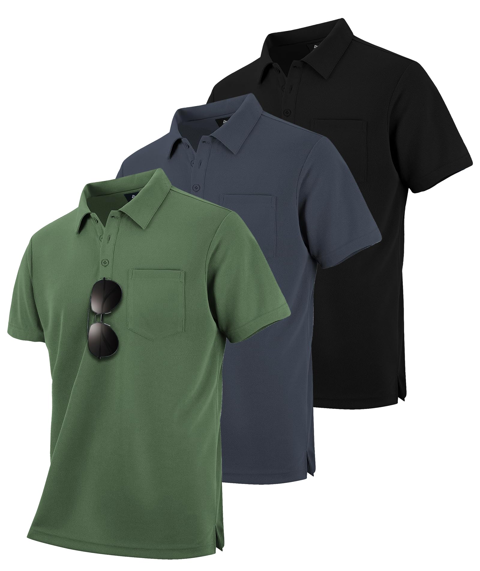 zitysport 3er Pack Poloshirts Herren Kurzarm Golf Polohemd Schnelltrocknend Atmungsaktives Herren Regular Fit Shirts Work Polo Shirts Männer Sommer Sport Tshirt Männer
