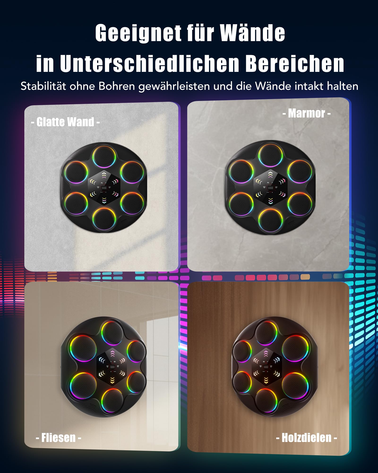 ALongSong Music Boxing Machine, Smart Bluetooth Boxmaschine mit Musik für Erwachsene Kinder, Rhythmus-Synchronisiert mit Großem Bildschirm/RGB-Beleuchtung Inklusive Boxhandschuhe, Fitness-Spaß Zuhause