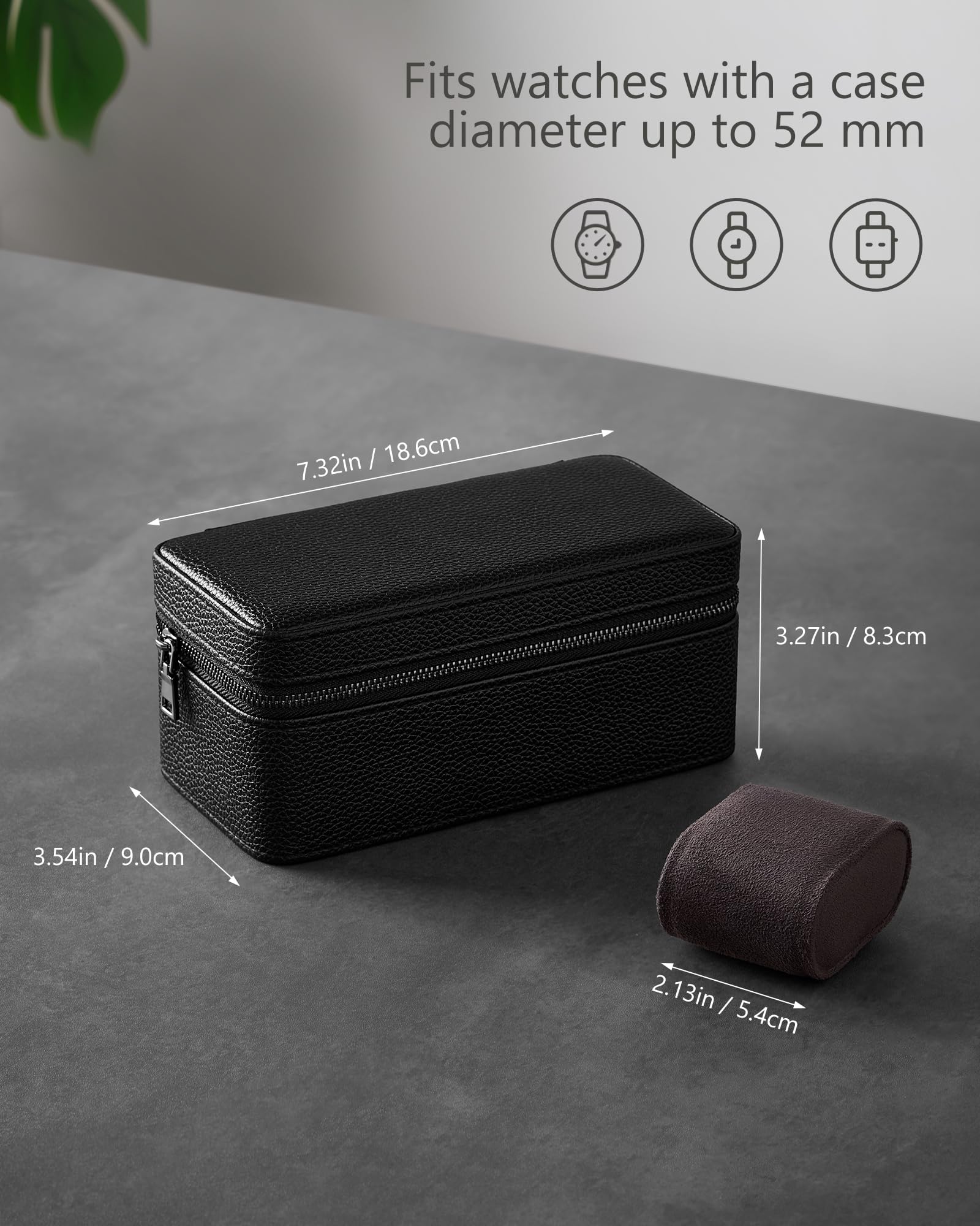 ProCase Scatola Porta Orologi Uomo 3 Posti, porta Orologi da Viaggio in pelle PU, Custodia da Viaggio per Orologi e Anelli, Ideale per Regalo -Nero