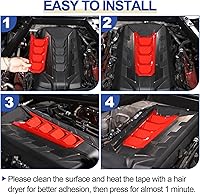 Vista 7 de Daeiclru Cubierta de cubierta de motor compatible con Chevrolet Corvette C8 2020-2023, cubierta de panel de bahía de motor de plástico ABS (rojo)