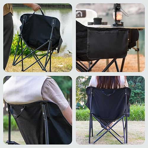 Miniatura 7 de Sillas plegables de campamento, silla portátil de luna con soporte de hasta 330 libras con bolsa de transporte, silla plegable ligera para