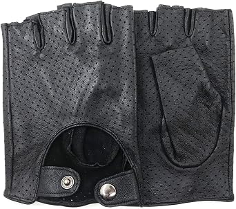 Mens Soft and Breathable Fingerless Leather Driving Gloves-Premium Lambskin