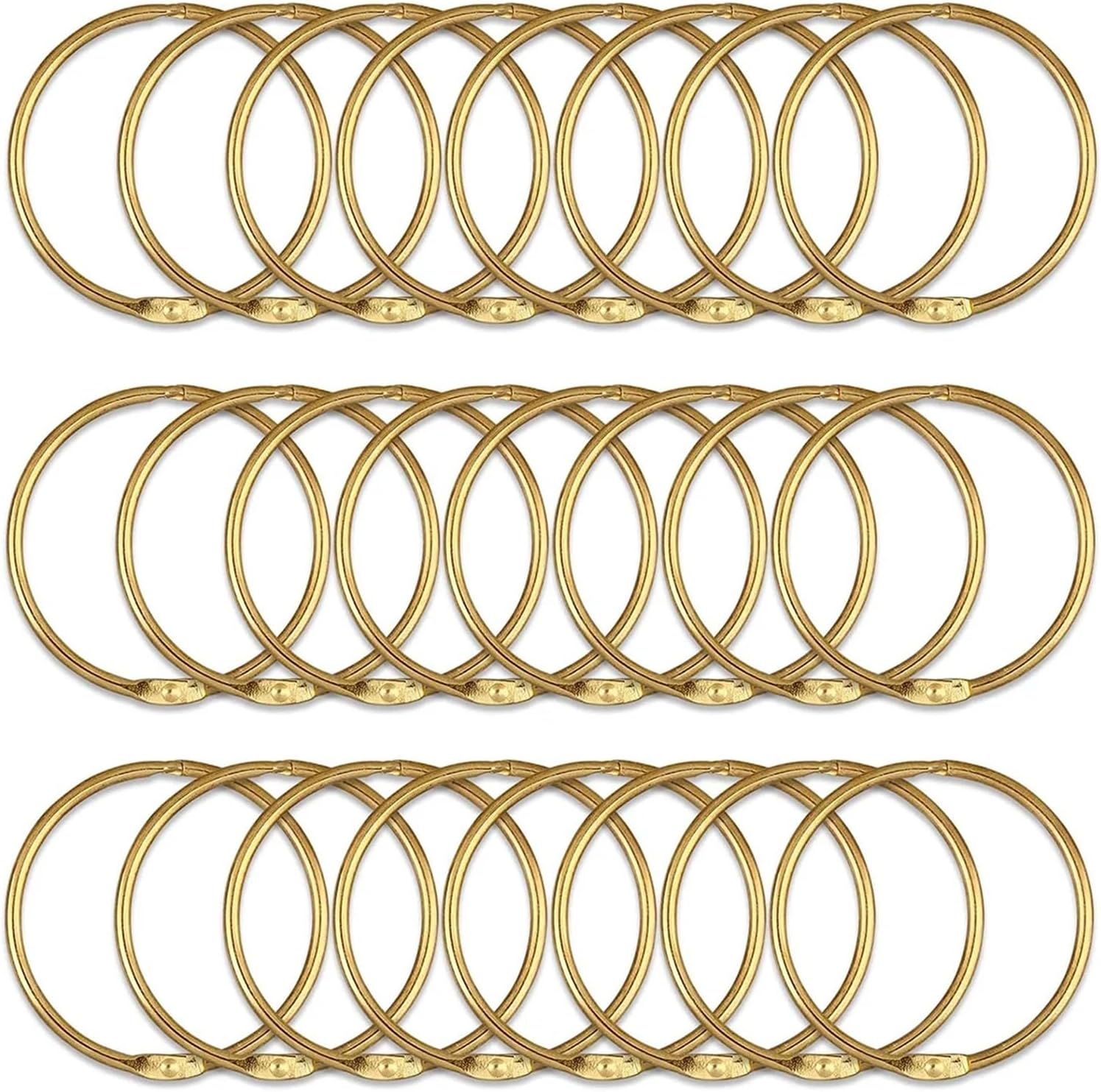 24 Pack Curtain O-Rings Purpose Decorative Metal Shower Rings Loop Smooth Hook for Bathroom for Curtains and Rods(24pcs Golden)