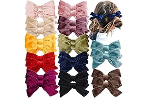 Yxiang Toddler Velvet Hair Bows: 12 Pairs of Plush Adornment for Little Girls
