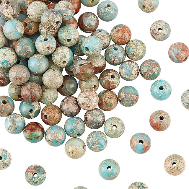 OLYCRAFT About 96pcs 8mm Natural Imperial Jasper Beads Regalite Jasper Bead Strands Round Loose Gemstone Beads Energy Stone for Bracelet Necklace Jewelry Making