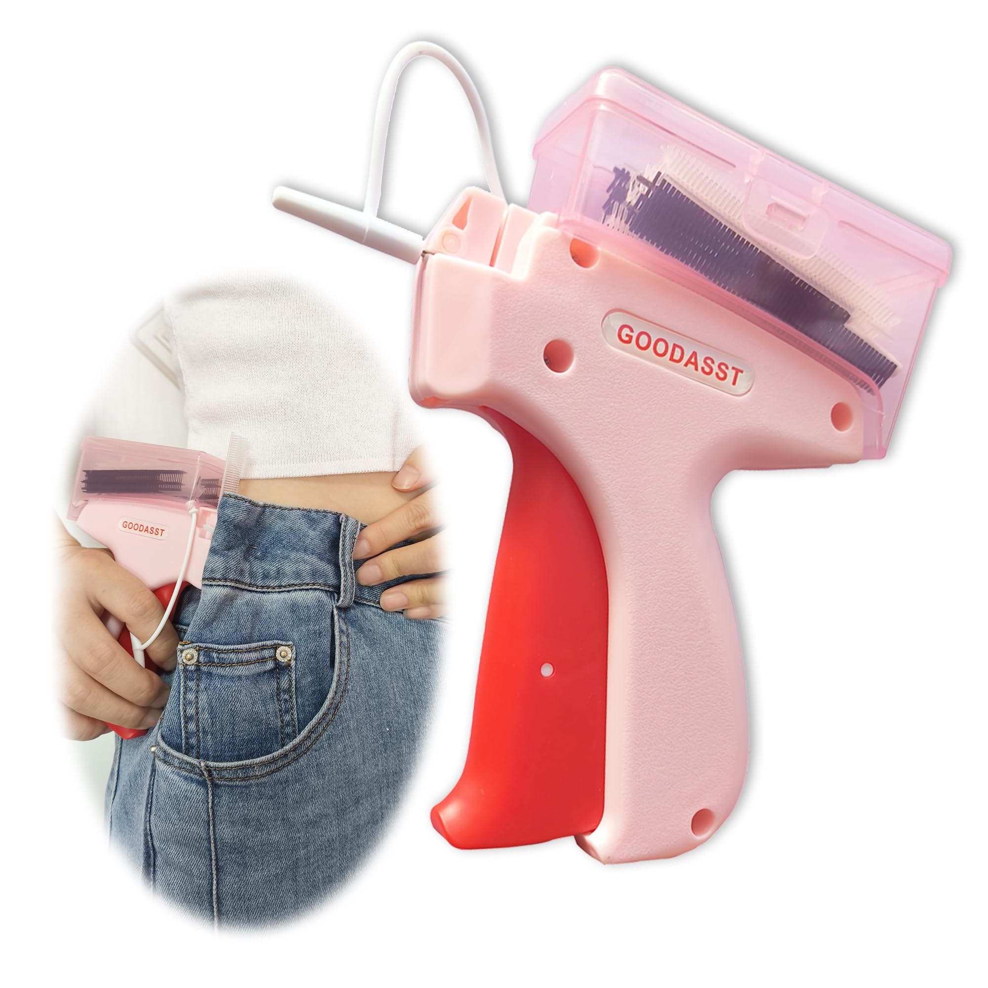 Tagging Gun for Clothing.Quick Clothing Fixer with storage box（with 5 Fine Needles）（ black 600+white 600Pcs Fasteners）