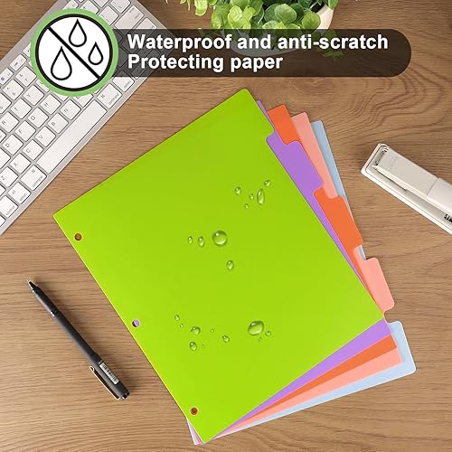 Miniatura 6 de HABGP 10 unidades2 juegos de 5 separadores de pestañas para carpeta de 3 anillas, 10 separadores de carpetas de 3 anillos multicolor con pestañas,