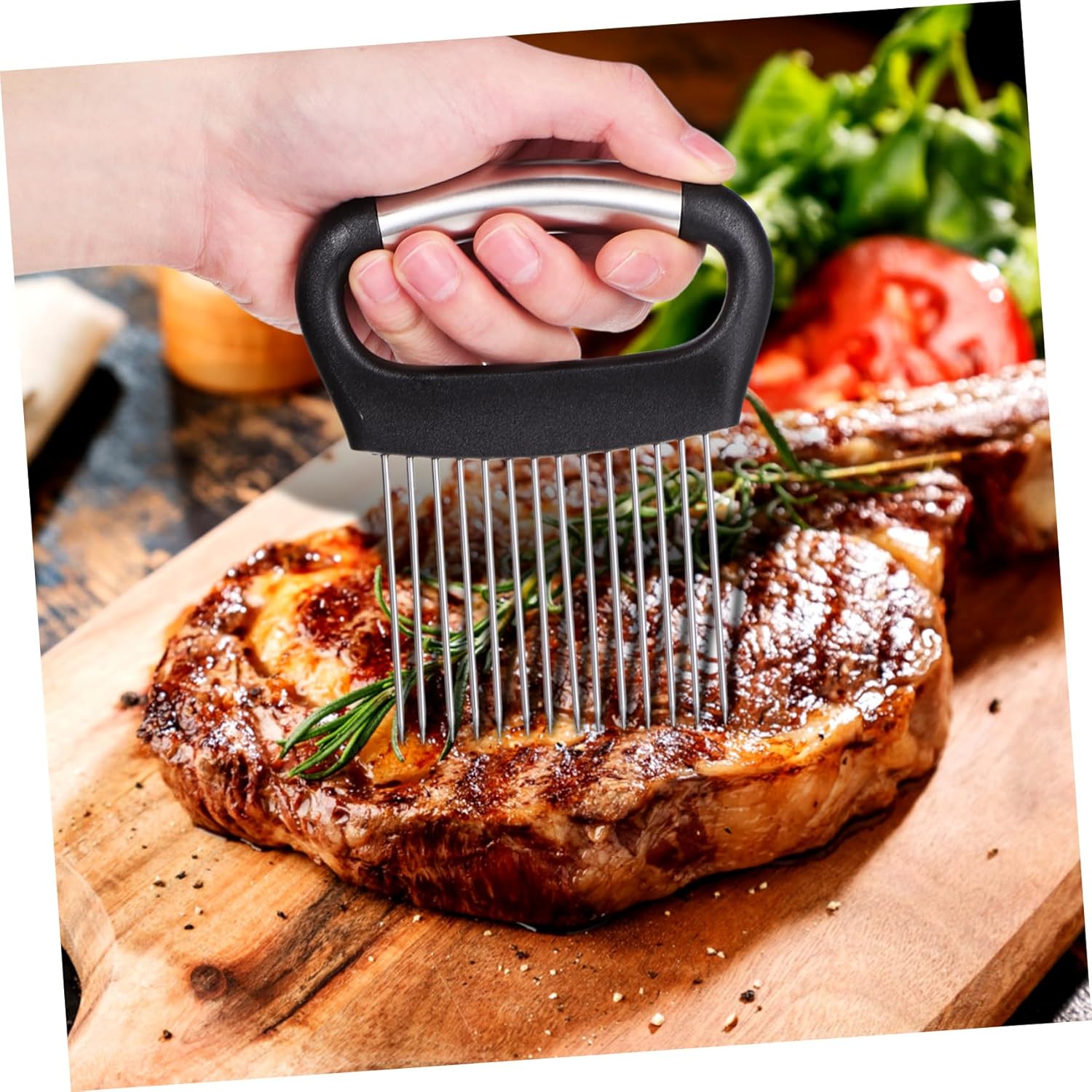 3pcs Onion Slicing Holder Ergonomic Fruit and Vegetable Chopper Tool Meat Tenderizer for Even Slicing and Comfortable Handling Kitchen