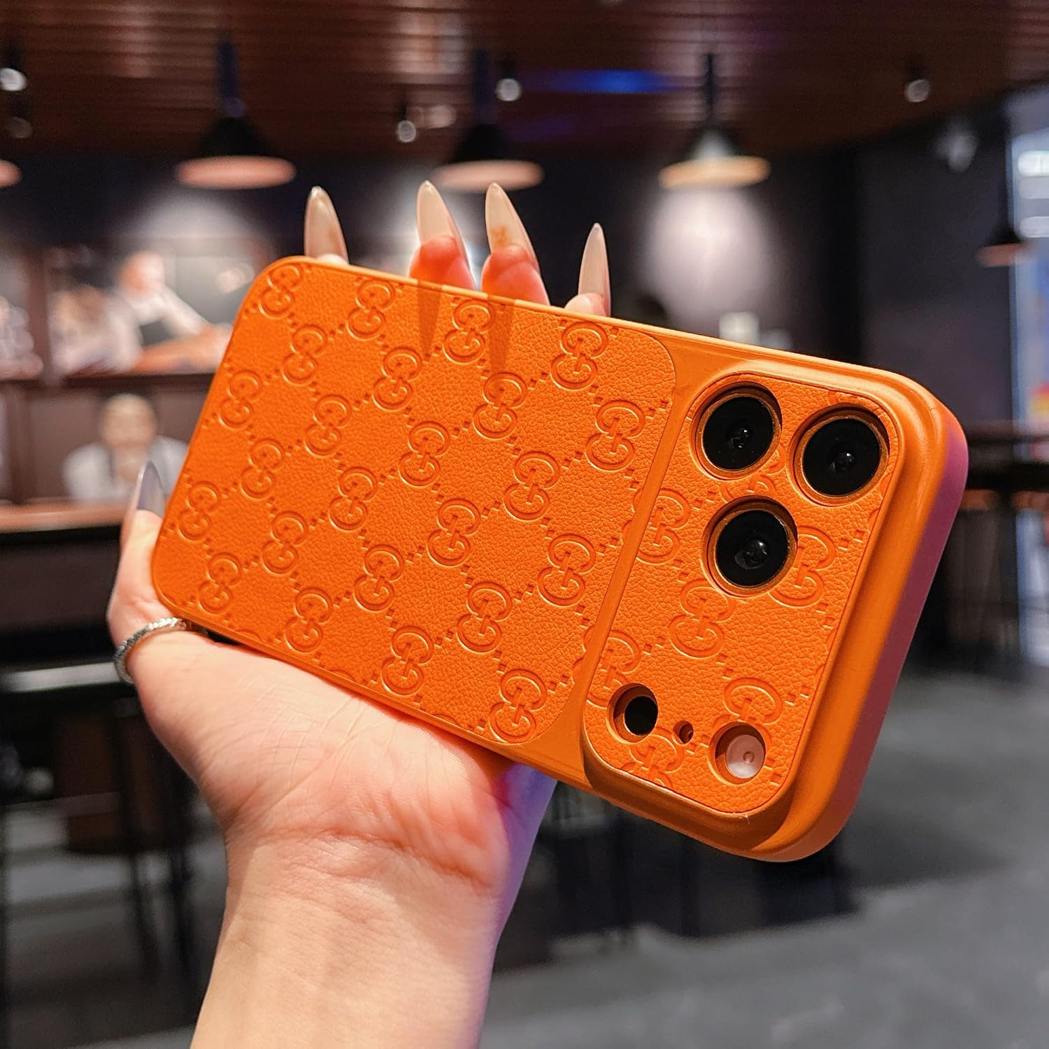 Designer Leather Case for iPhone 17 Pro,Orange image 4