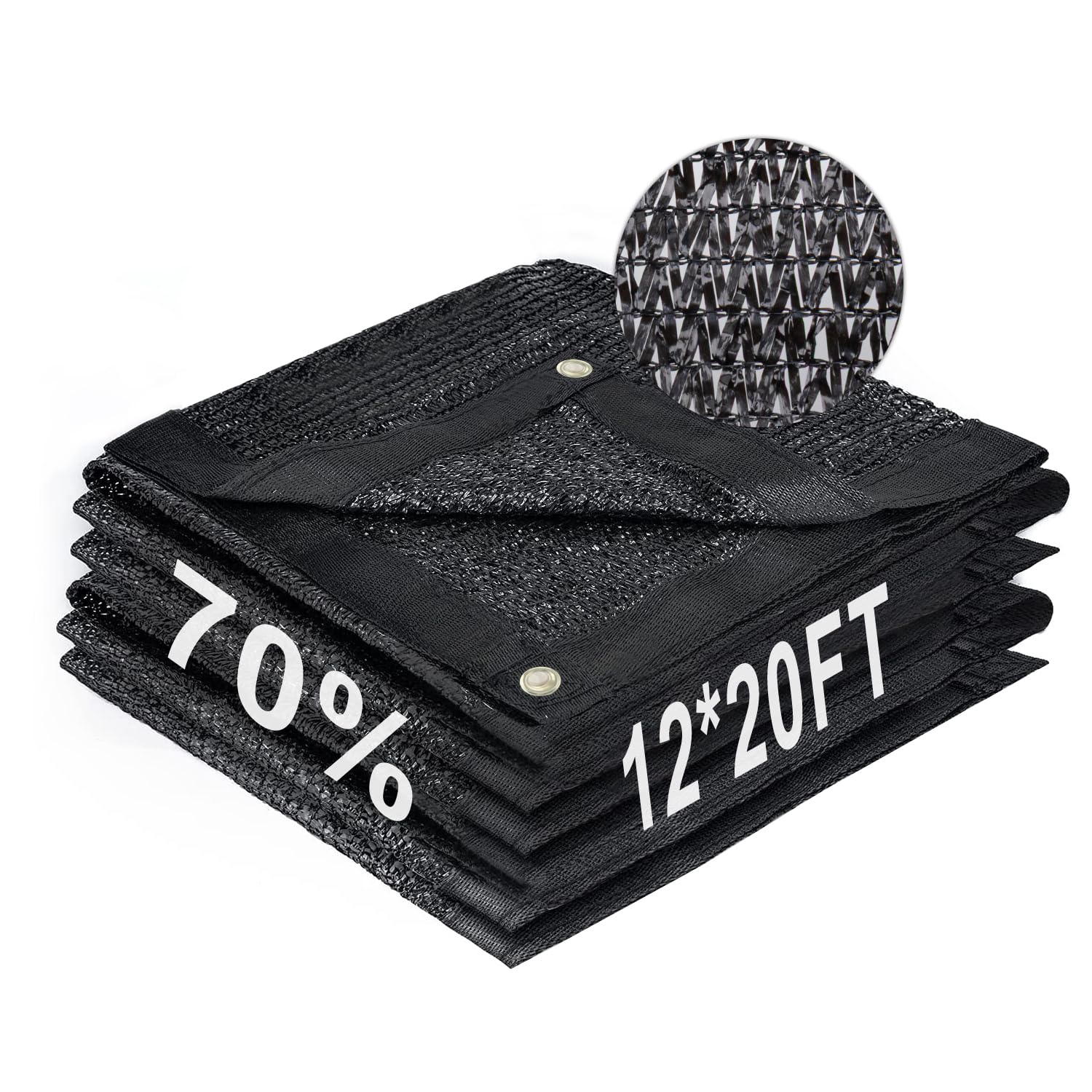 LOVE STORY 12x20FT 70% Black Shade Cloth Sun Shade Net with Grommets Sunblock Net Mesh Tarp for Garden,Plants Cover,Greenhouse and Patio