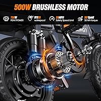 Vista 7 de Electric Bike for Adults and Teens, 14" Folding E Bikes, 650W Peak Motor, 48V 499Wh/768Wh Removable Battery, 28-50 Miles PAS Range, 20MPH Electric