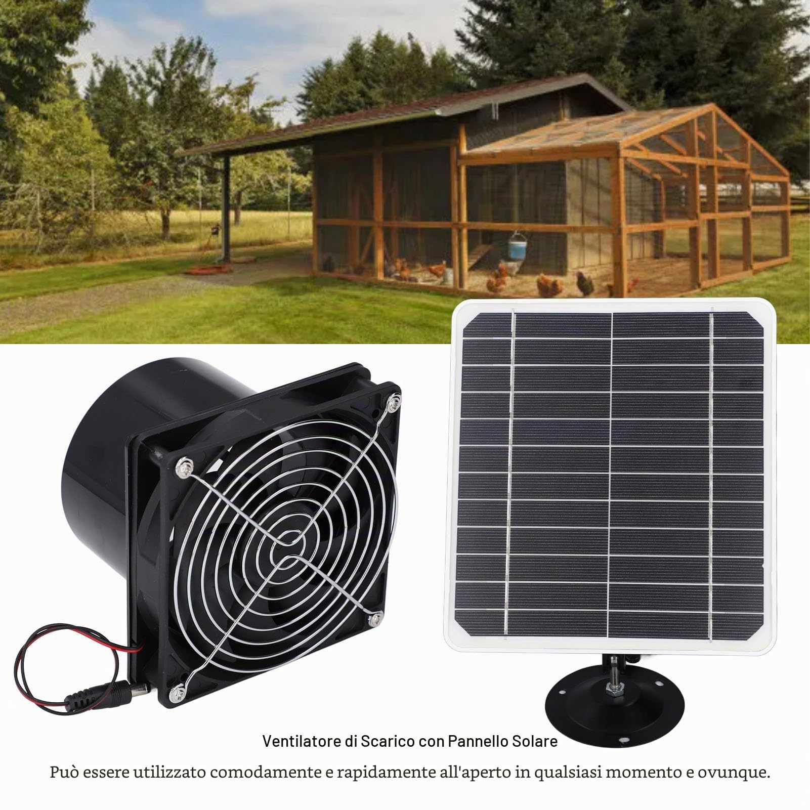 Ventilatore di Scarico Ad Energia Solare, Pannello Solare da 50 W 12 V con Ventola di Ventilazione da 6,5 ​​Pollici, Kit Ventola per Pannello Solare Ventola di Sfiato per Serra