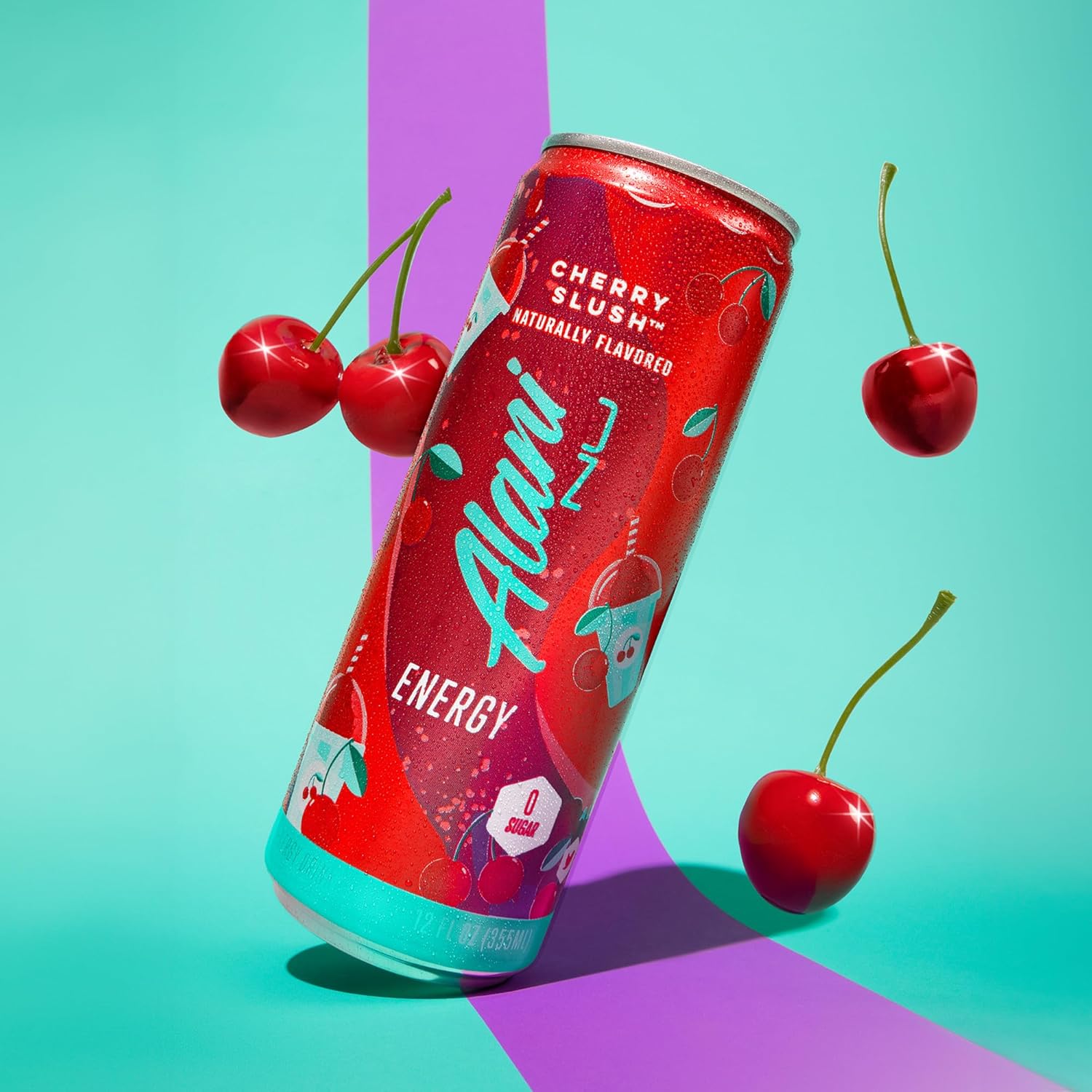 Alani Nu CHERRY SLUSH Ice Sugar Free, Low Calorie Energy Drinks | 200mg Caffeine | Antioxidants | Biotin, B Vitamins | Zero Sugar | 15 Calories or Less | 12 Oz Cans | 12 Count