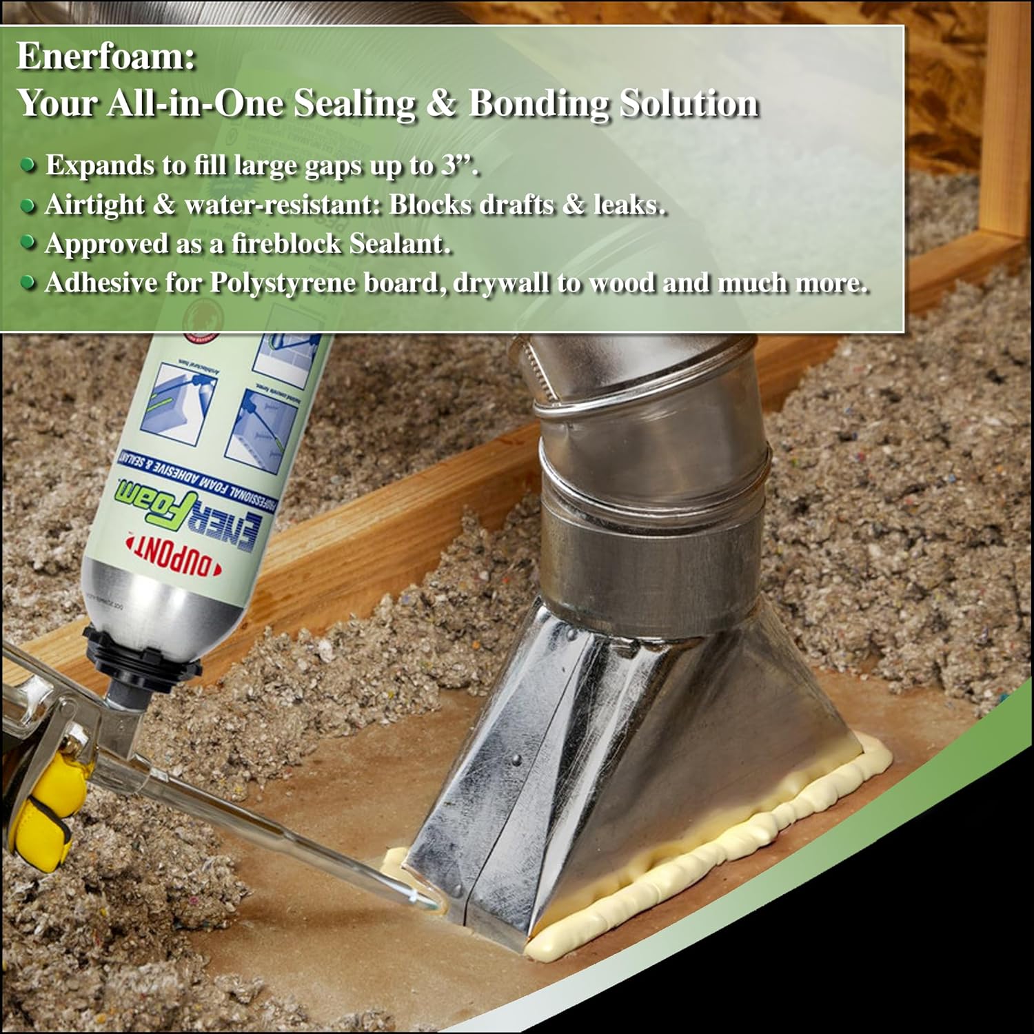 AWF PRO Enerfoam 30oz Sealant, Fireblock Rated, Polyurethane Expanding Foam Sealant, Gaps and Cracks Filler, Closed Cell Spray Foam Insulation, Pack of 12 with Applicator (2ft Long Gun)