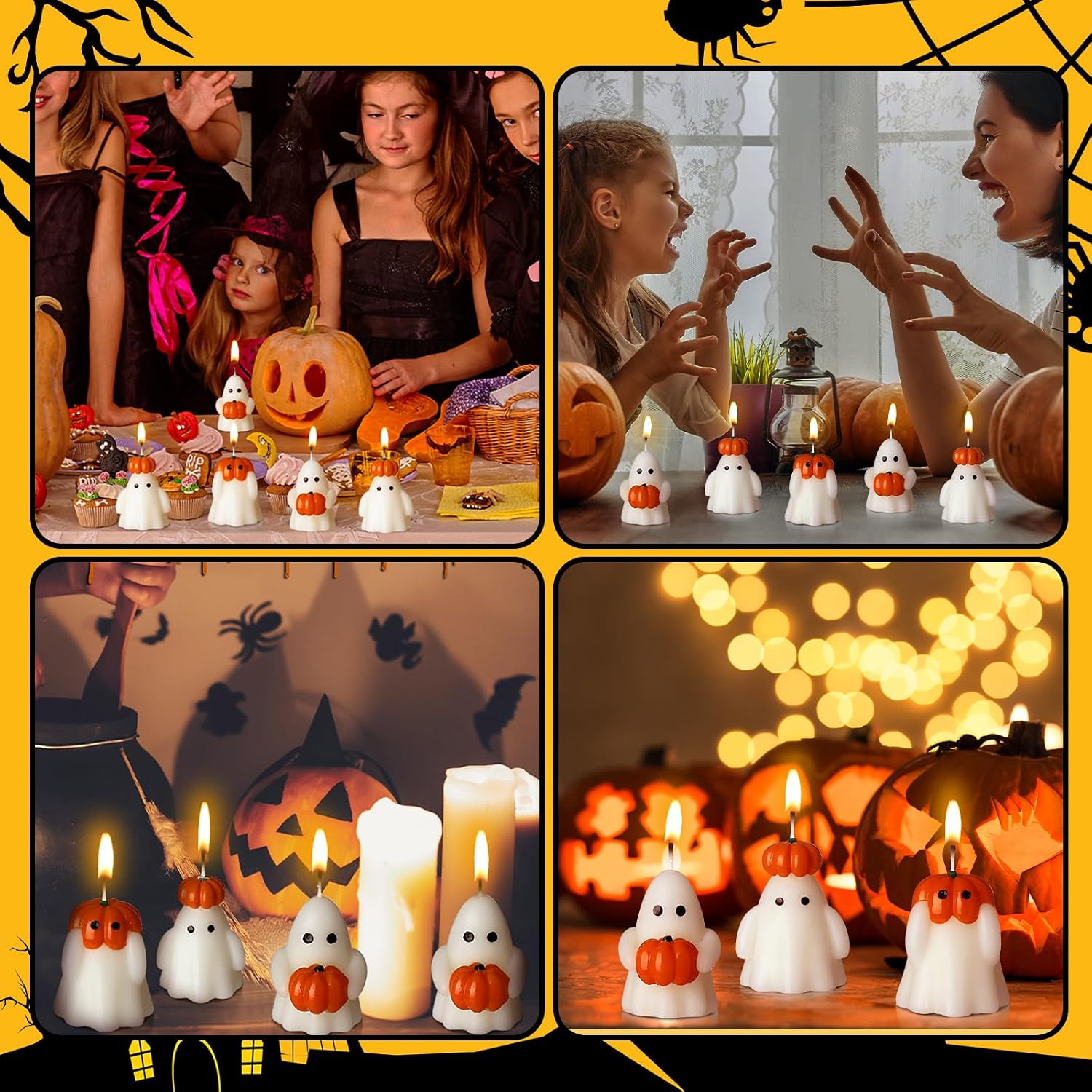 Tondiamo 4 Halloween Ghost Candles Pumpkin Spooky Candles for Party Decor