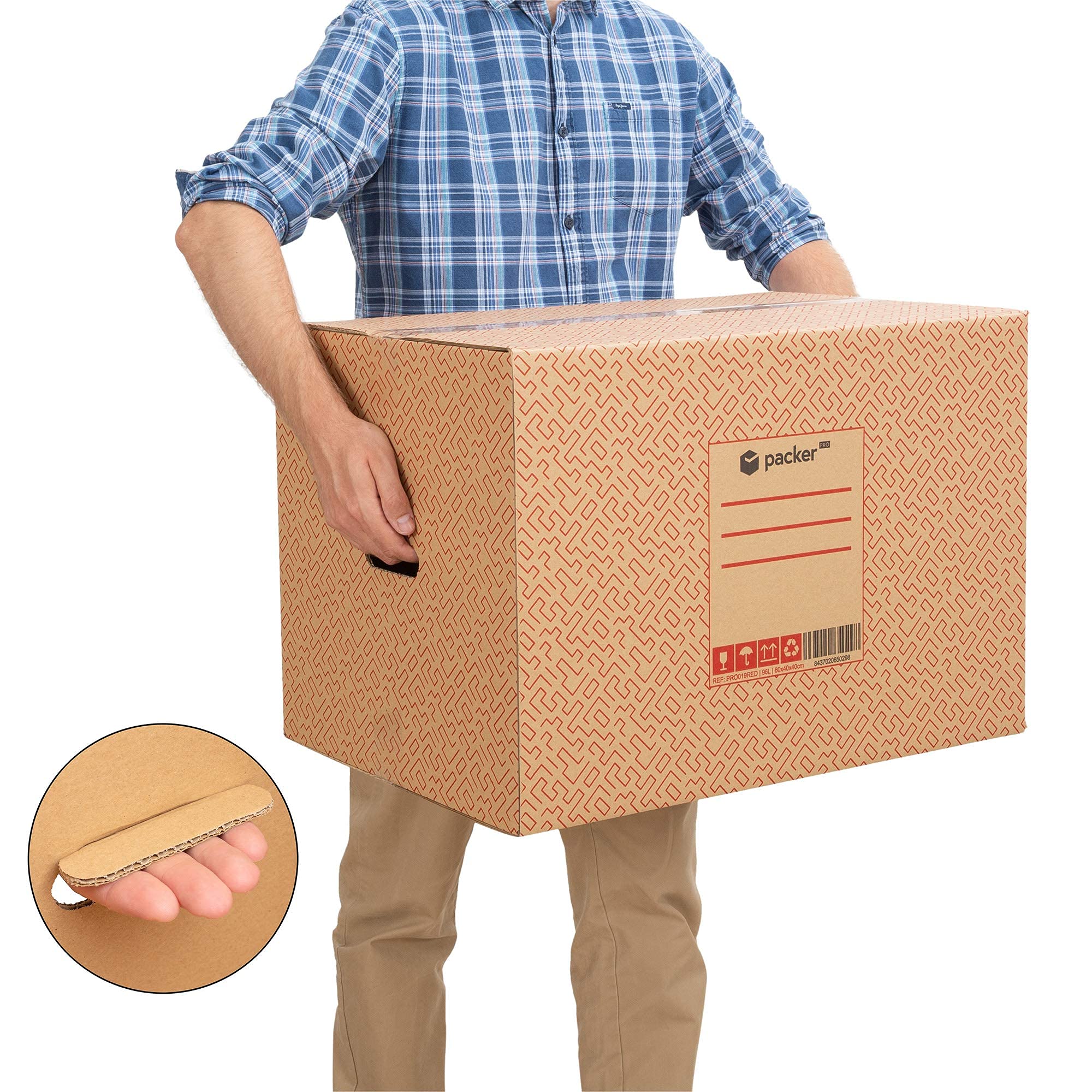 packer PRO Rollo Plastico Burbujas Embalaje 50cm Ancho y 100m Longitud, 10 Cajas de Carton (60x40x40cm) y Cinta de Embalaje (50mm x 120m)