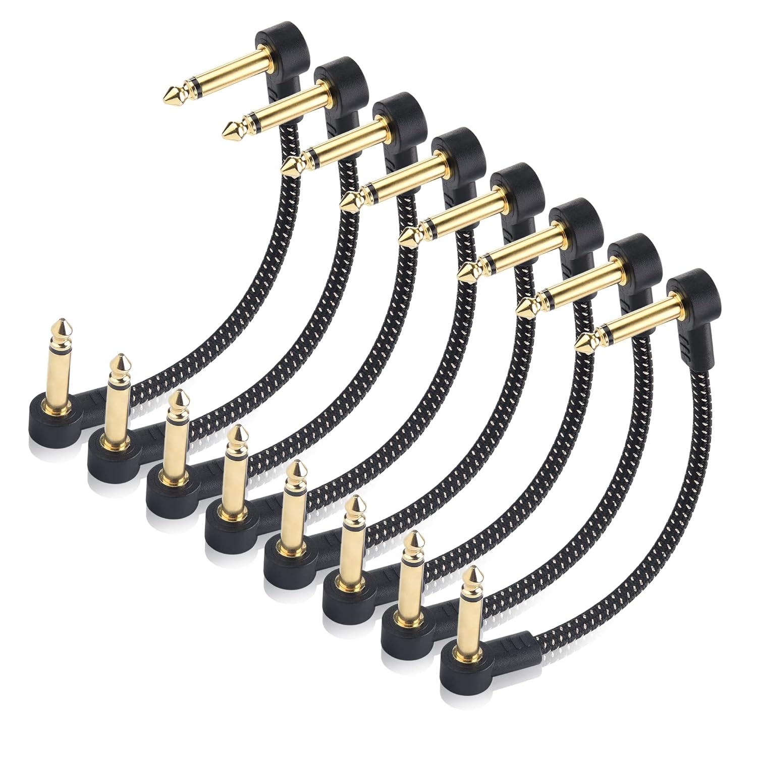 Cable Matters 8Pack 6 Inches Braided Guitar Patch Cable (Guitar Effect