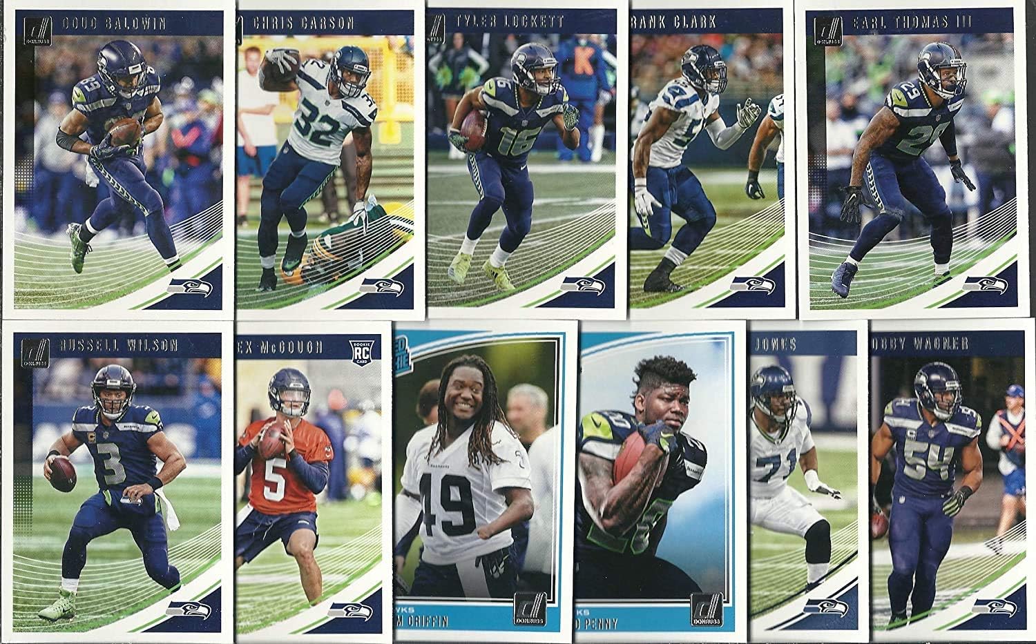2017, 2018, 2019 2020 Panini Donruss Football Seattle Seahawks 4 Team Set Lot Gift Pack 46 Cards W/Drafted Rookies