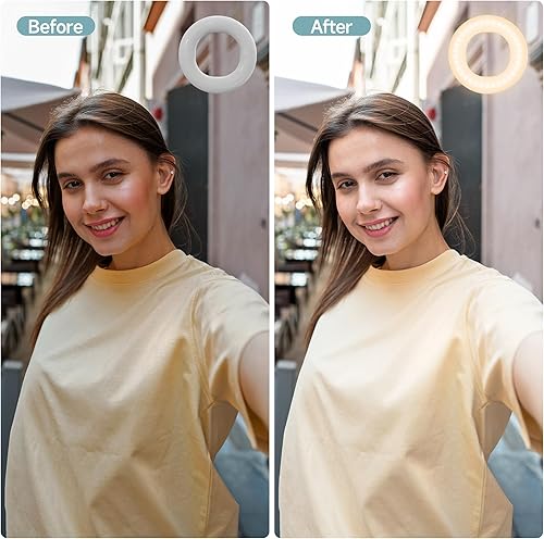 Miniatura 4 de Anillo de luz con clip, luz de relleno recargable para selfie, luz de anillo de selfie portátil con 3 modos de luz ajustables, luz de