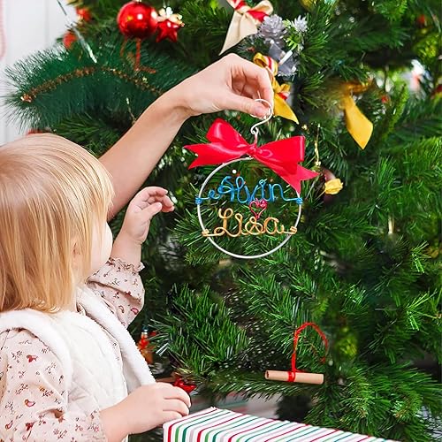 Miniatura 6 de Adorno de Navidad personalizado con nombre de alambre 2023, palabras hechas a mano personalizadas, latón macizo para decoración del árbol de