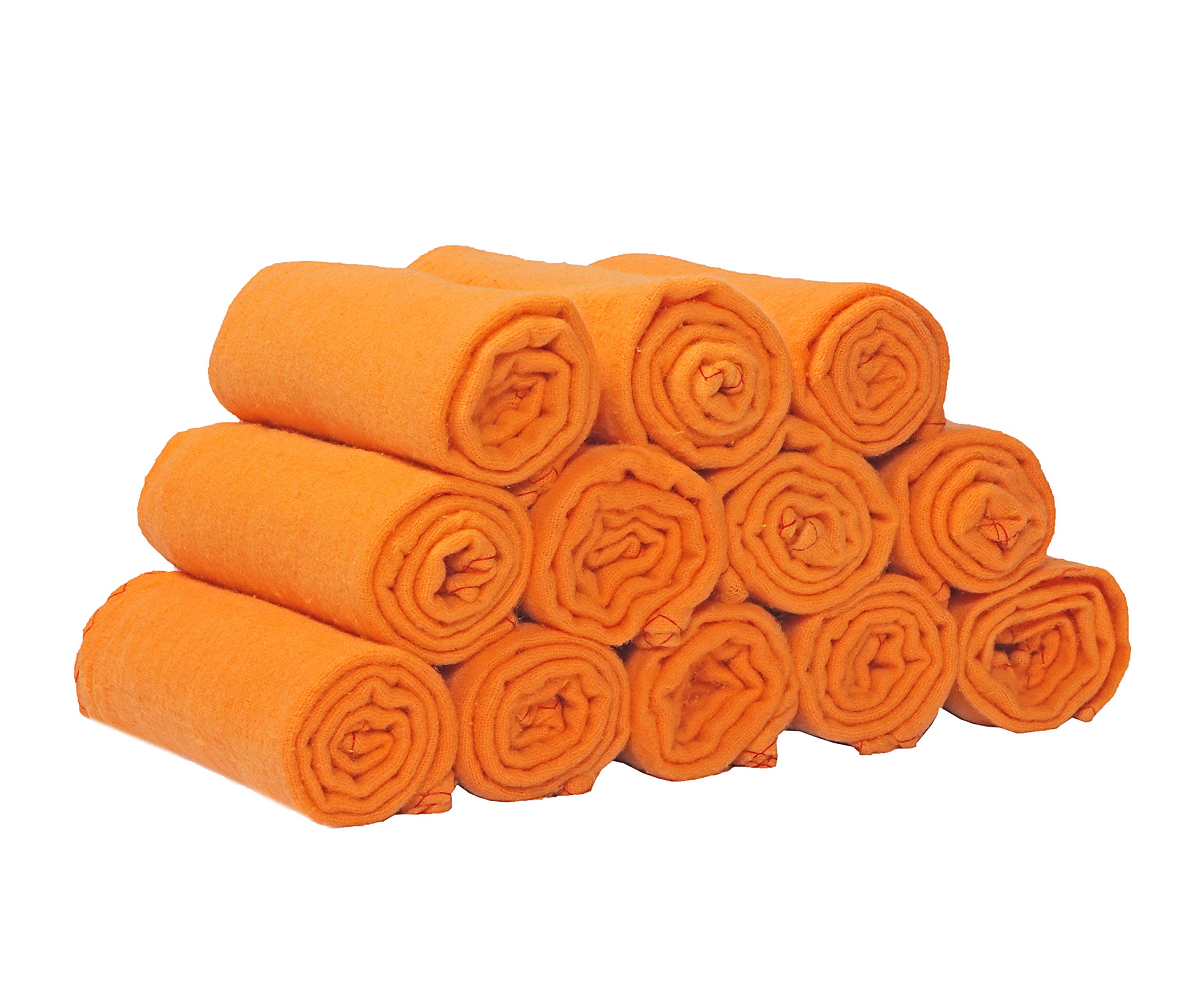 VARISH® Cotton Flannel Duster Cloth for Multipurpose Daily Cleaning Use for Home Kitchen Car Bike Laptop Color Orange Size -17 inch x 22 inch - Set of 12