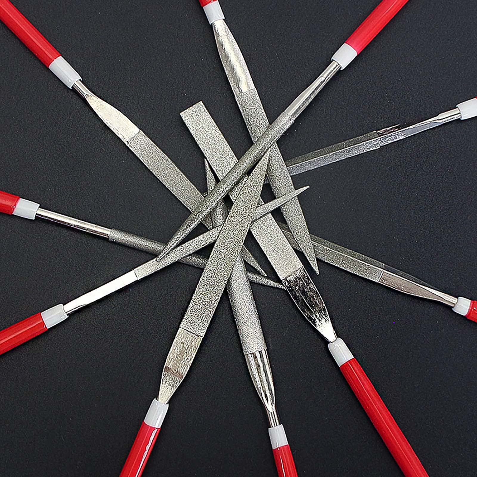 ZPECIAL Juegos de Herramientas manuales, Juego de limas de Diamante de 10 Uds., minijuego de limas de Aguja, Juego de limas de Metal for joyeros, artesanía de Tallado de Madera y Vidrio
