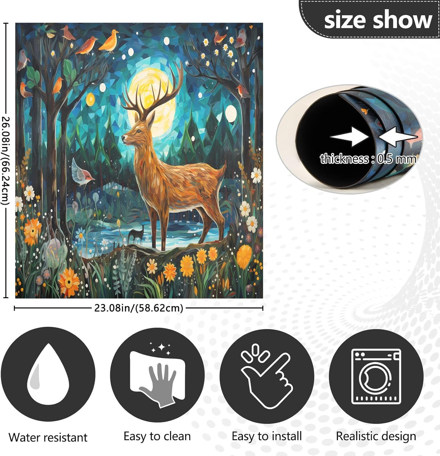 Deer Bird Dishwasher Magnet Cover Sticker Magnetic Refrigerator Panel Front Door Fridge Microwave Decal