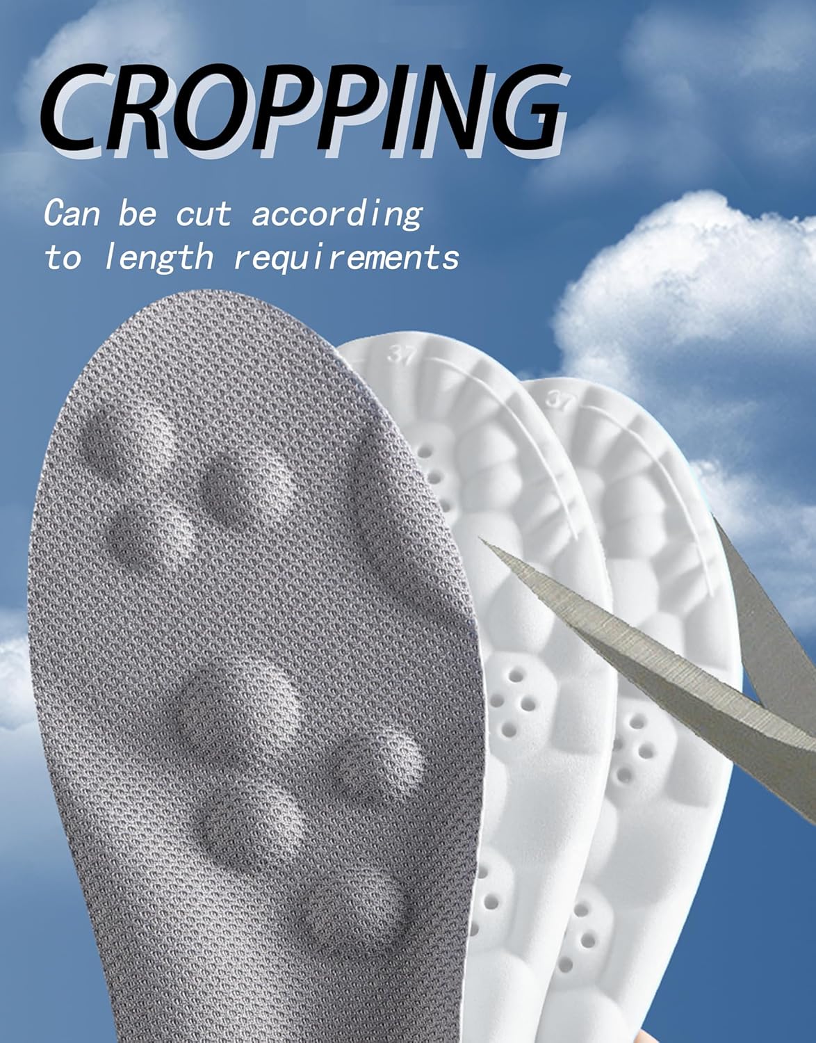 2 Pair Memory Foam 4D Cloud-Like Comfort Insoles for Men Women -Soft Cushioning Trimmable Insole with Arch Support for Foot Pain Relief and Comfort Massage Fatigue Reduction Black 25.5CM - Image 7