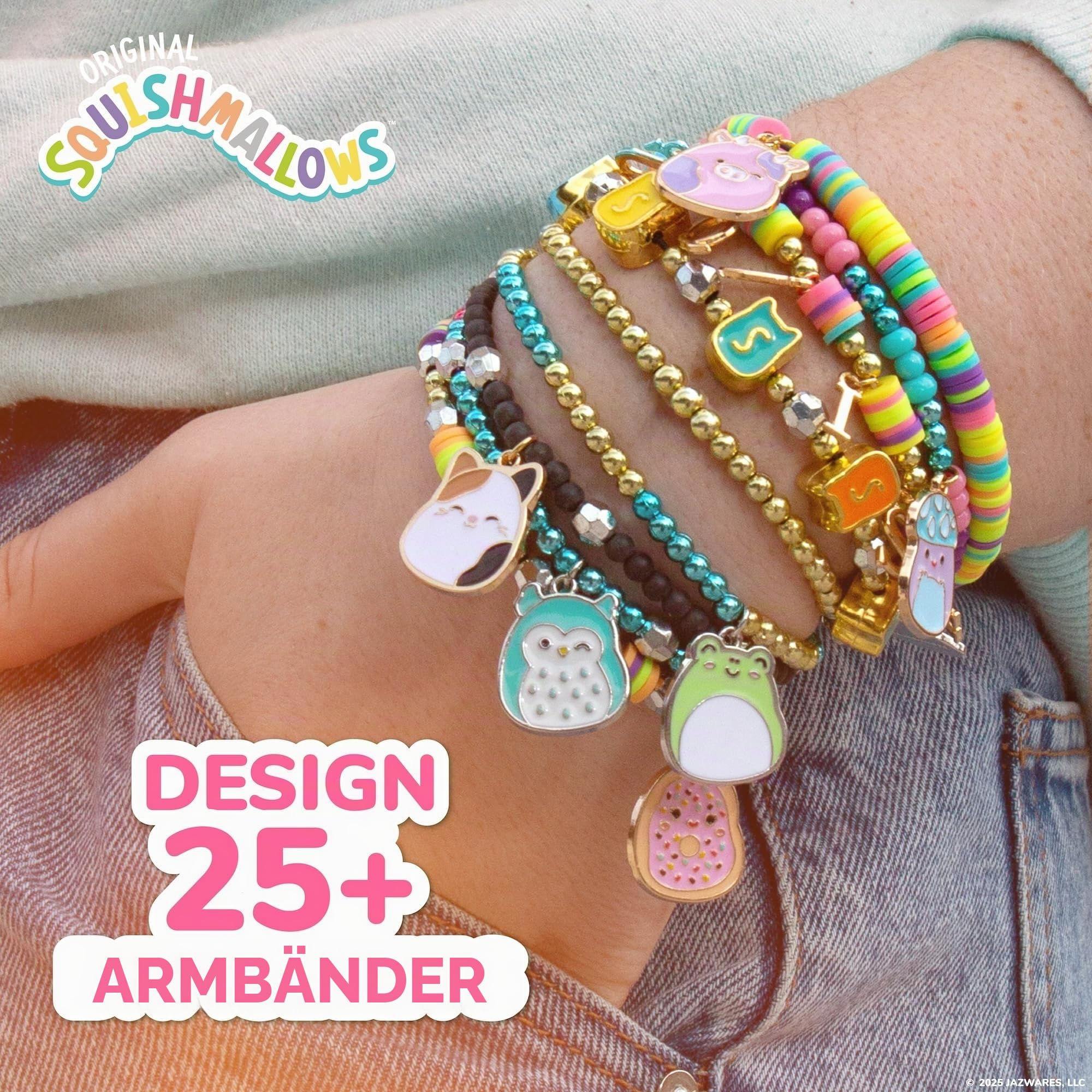 Squishmallows Originelles Armband-Design-Set, niedliches und Freundschaftsarmband-Set, Schmuckherstellungs-Set, Charm-Armbandherstellungs-Set, Perlen- und Schmuckherstellung