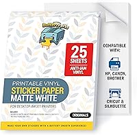 Vista 8 de Papel adhesivo de vinilo transparente imprimible, impermeable, 25 hojas de 8.5 x 11 pulgadas, impresora de inyección de tinta (no Epson), papel