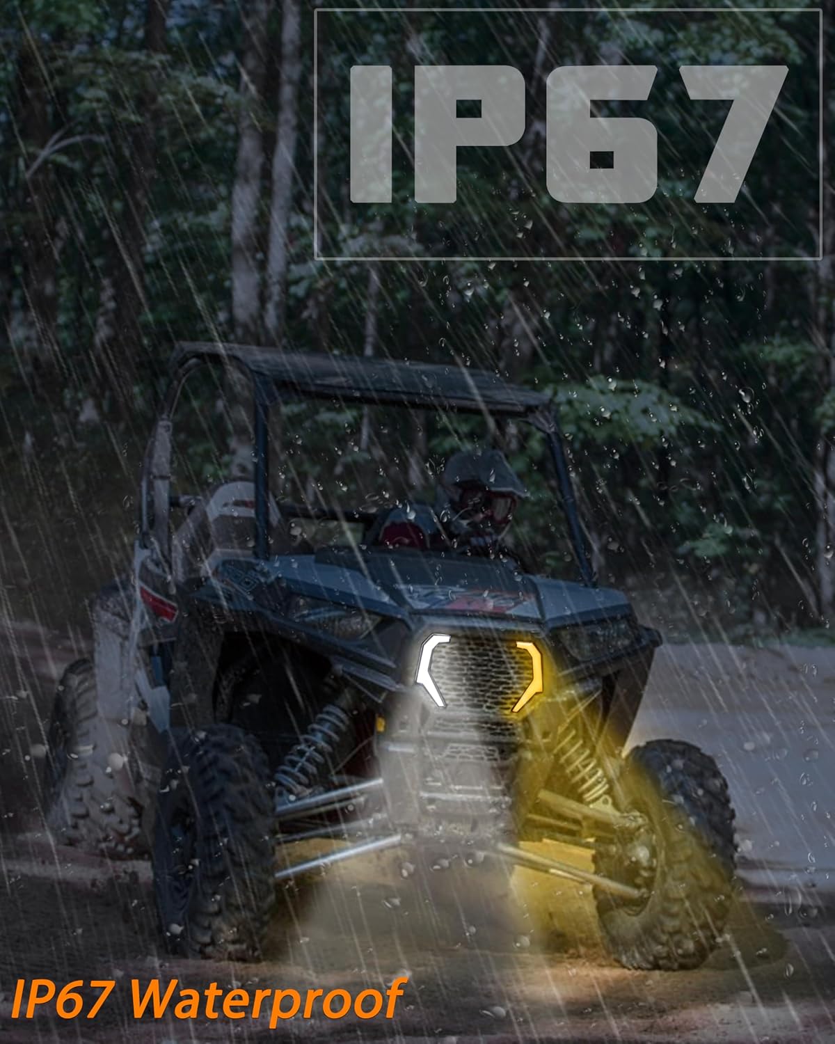 SAUTVS Smart RGB LED Accent Fang Lights for Polaris RZR XP 1000 2014-2018/RZR 900 XC 900S 2015-2020 Accessories, App Controlled Colors Turn Signals Startup Animation Music Sync Signature Lights