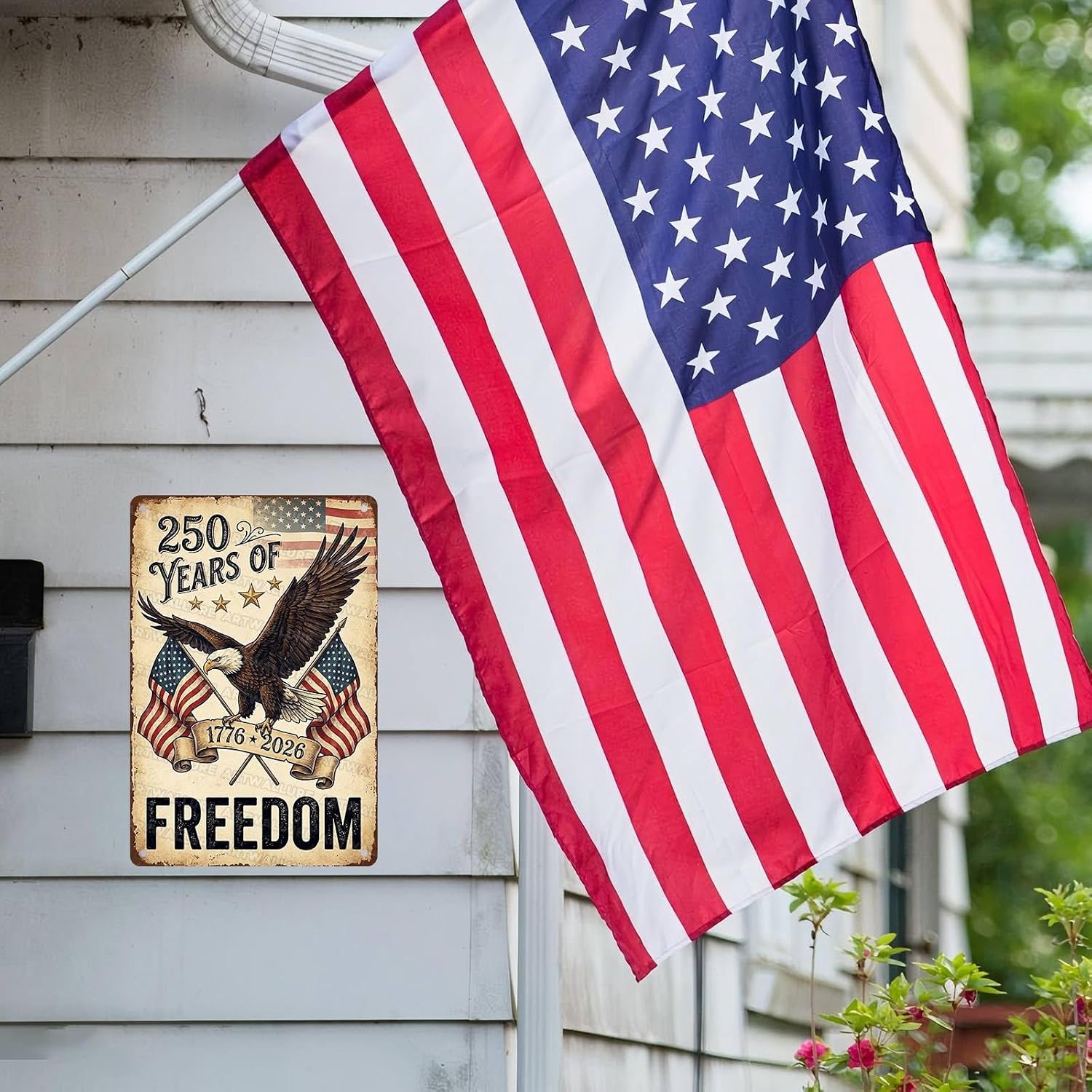 USA Semiquincentennial Tin Sign Honorable Metal Poster 250 Years Of Freedom 1776 2026 Wall Art For Veterans And Families Home Club Bar Garage Den 8x12Inch image 5
