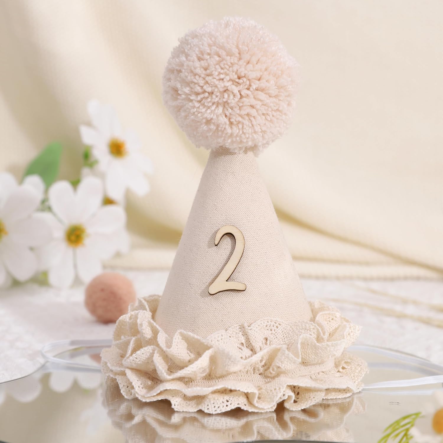 Lace 1/2 Birthday Hat-Sweet Half Birthday Decoration,Lace Flower Princess Party Crown,6 Months Floral Party Supplies - Image 8