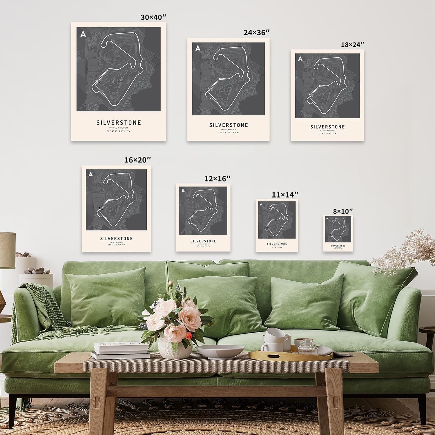 Poster Master 3-Piece Race Track Canvas - Car Racing Print - Monaco, Silverstone & Monza Art - Race Circuit Design - Sports Art - Great Office or Garage Wall Decor - Available in 8x10 to 30x40