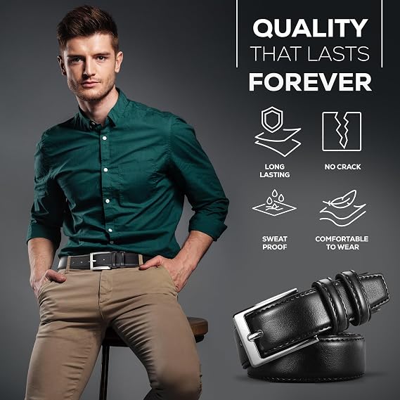 marino's men genuine leather dress belt with single prong buckle Marinos Men Genuine Leather Dress Belt with Single Prong Buckle