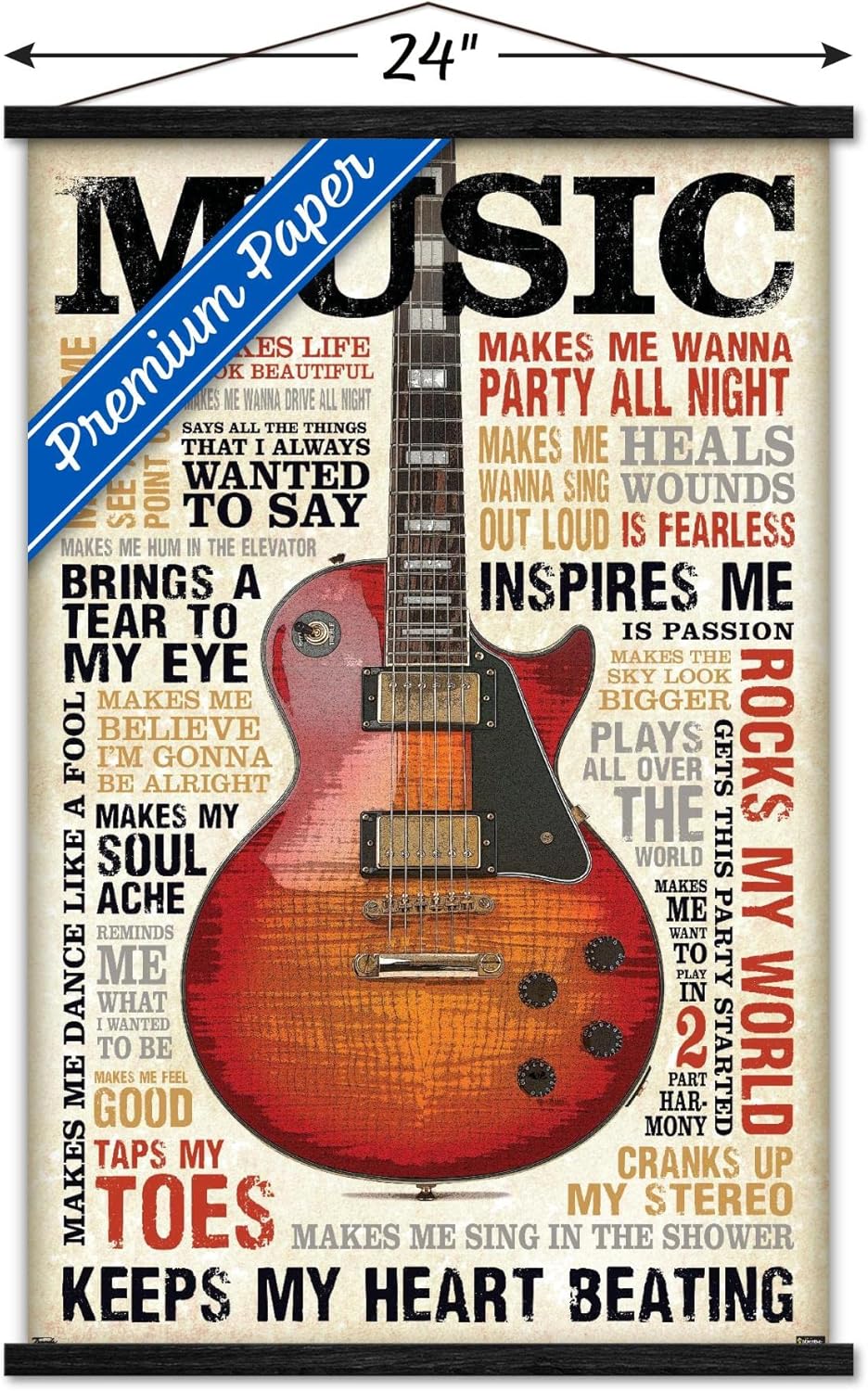Trends International Music Inspires Me Wall Poster, 22.375" x 34", Premium Print and Black Hanger Bundle
