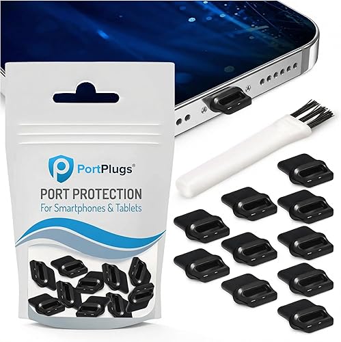 PortPlugs Tapones antipolvo USB-C, diseño de fácil agarre, compatible con iPhone 15/16/17 y Air, iPad Pro/Mini, MacBook Pro/Air, Galaxy S26-S8, Negro